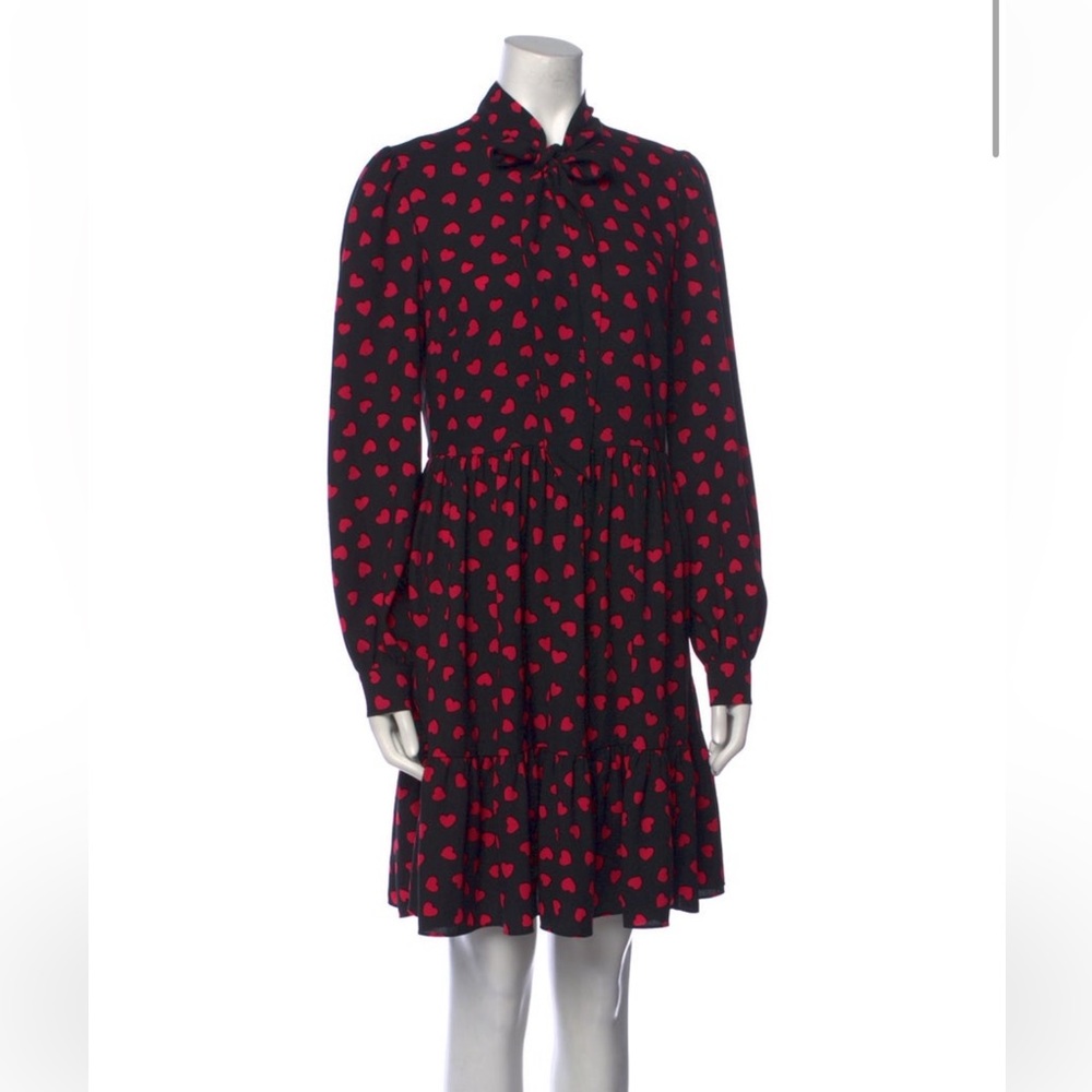 Kate Spade heart print tie neck shirt dress